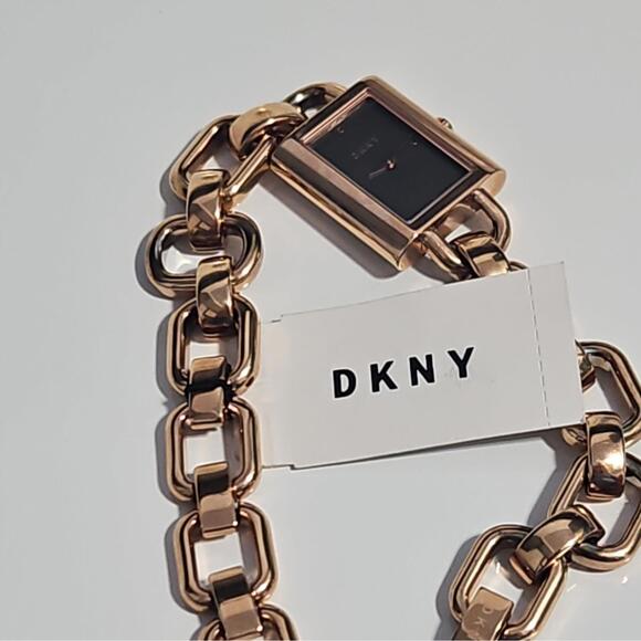 DKNY Watch Womens Rectangular Stainless Steel Gold Tone New w tags  retails $155 main image 6